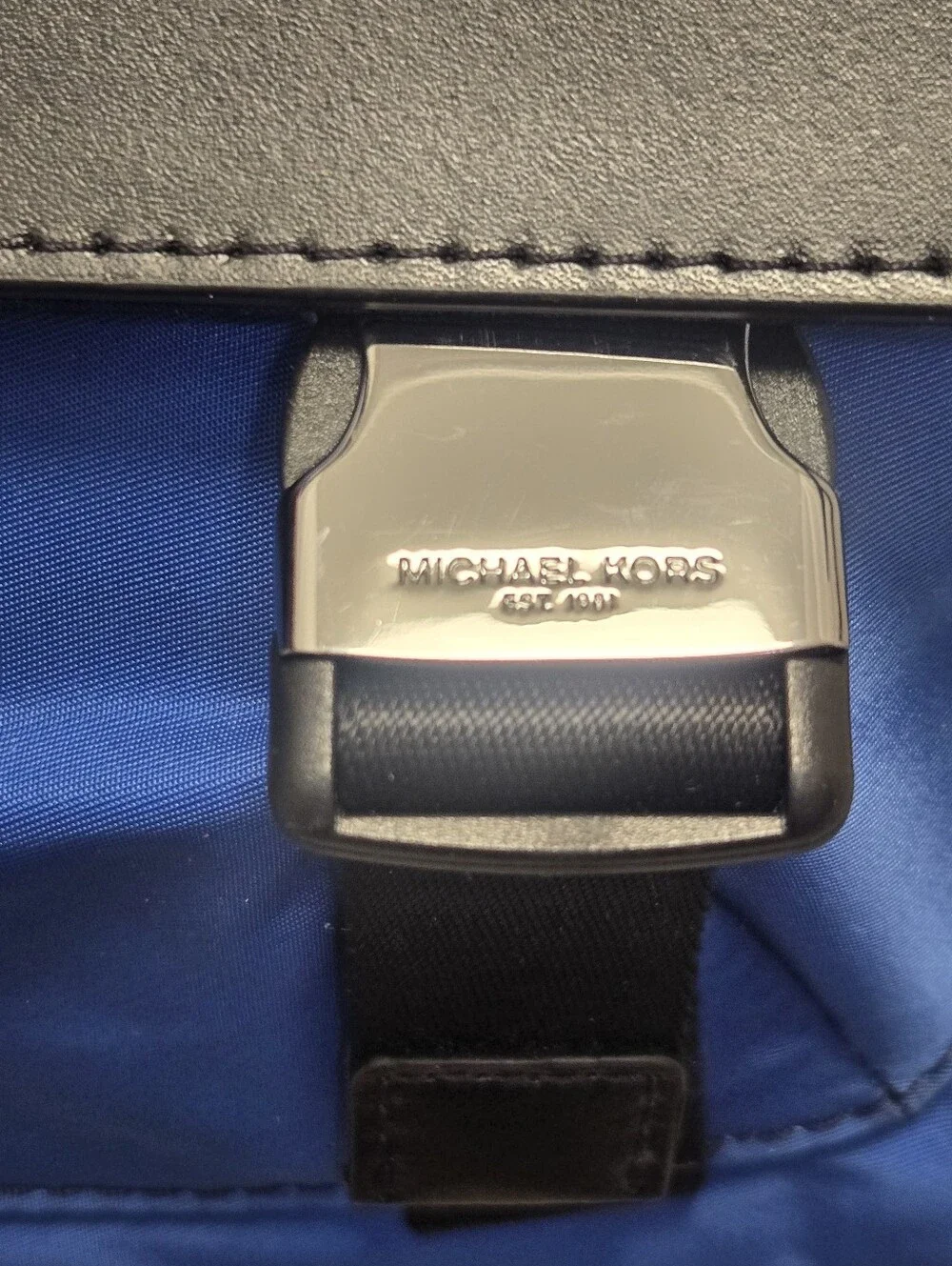 Michael Kors Royal Blue Nylon Gabardine Messenger Bag with Black Trim